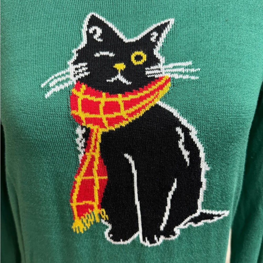 ModCloth cat with scarf sweater